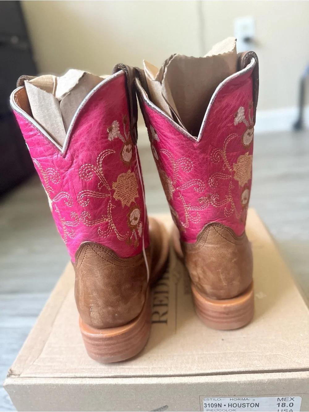 Tony Hawk Brown & Pink Embroidered Kids Western Boots